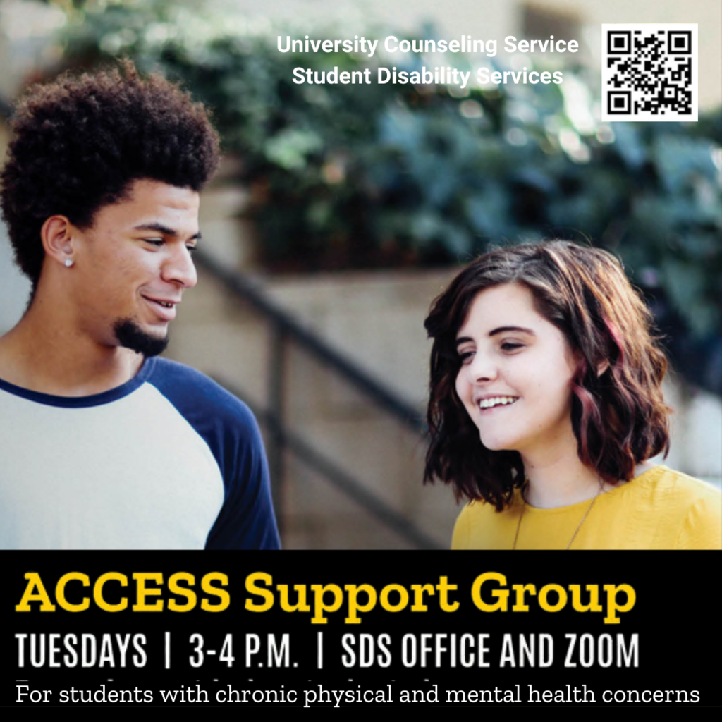 ACCESS Support Group (for students with chronic physical and mental health concerns) promotional image